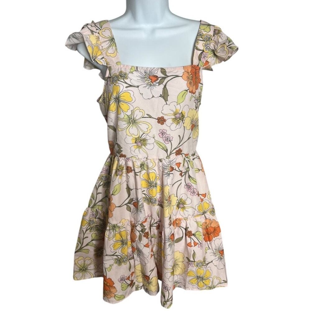 Lottie & Holly Band Of Gypsies mini dress floral ruffle sleeves Medium NWT